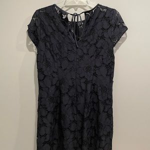 Ann Taylor loft navy blue lace dress petite size four